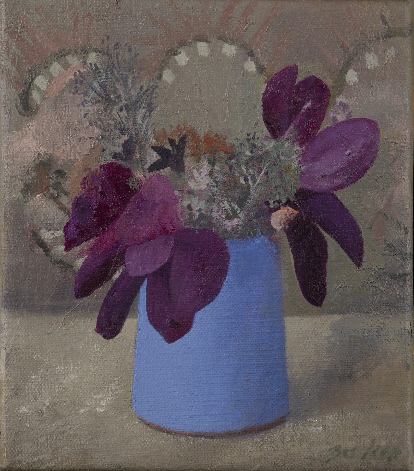 Flowers in a Blue Vase 6x6 2018
