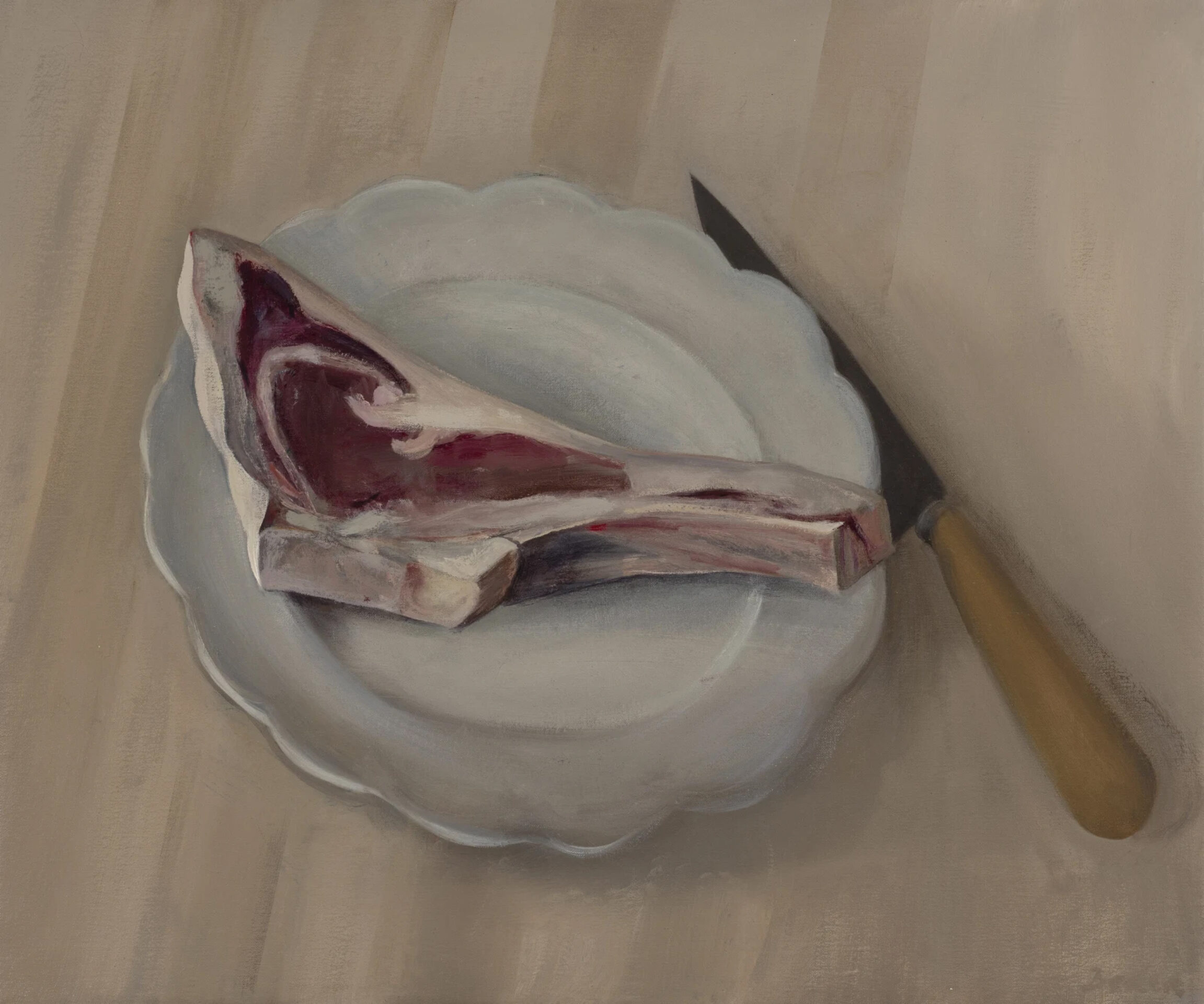 Meat ,plate, knife  15x18