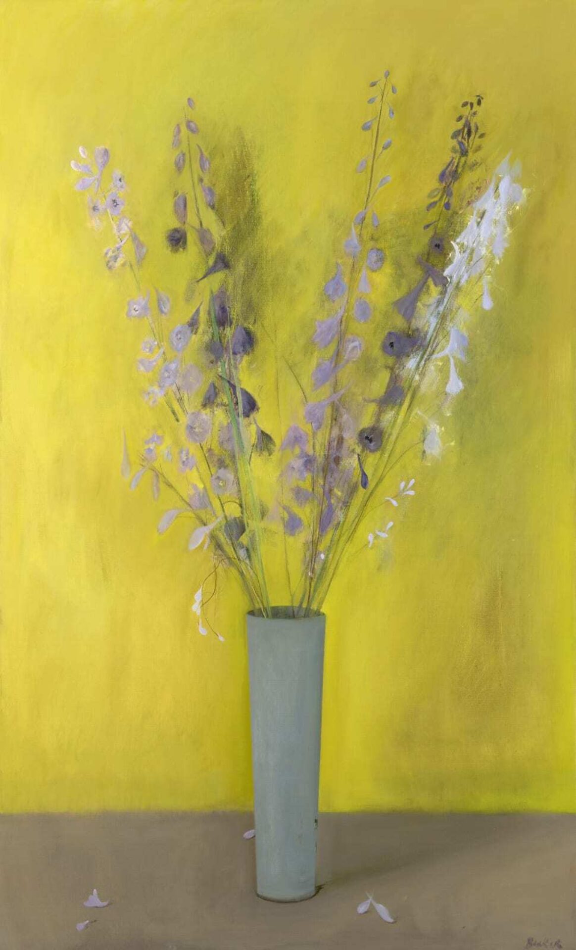 Spring blossom on yellow